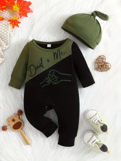 Baby Boy Color Block Hoodie & Trousers Set Daddy & Me Print