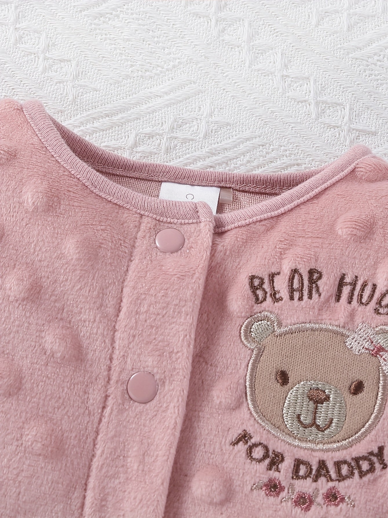 4 Pcs Baby Girl Triangular Jumpsuit Set Cartoon Bear Velvet Long Sleeve Pants & Hair Tie