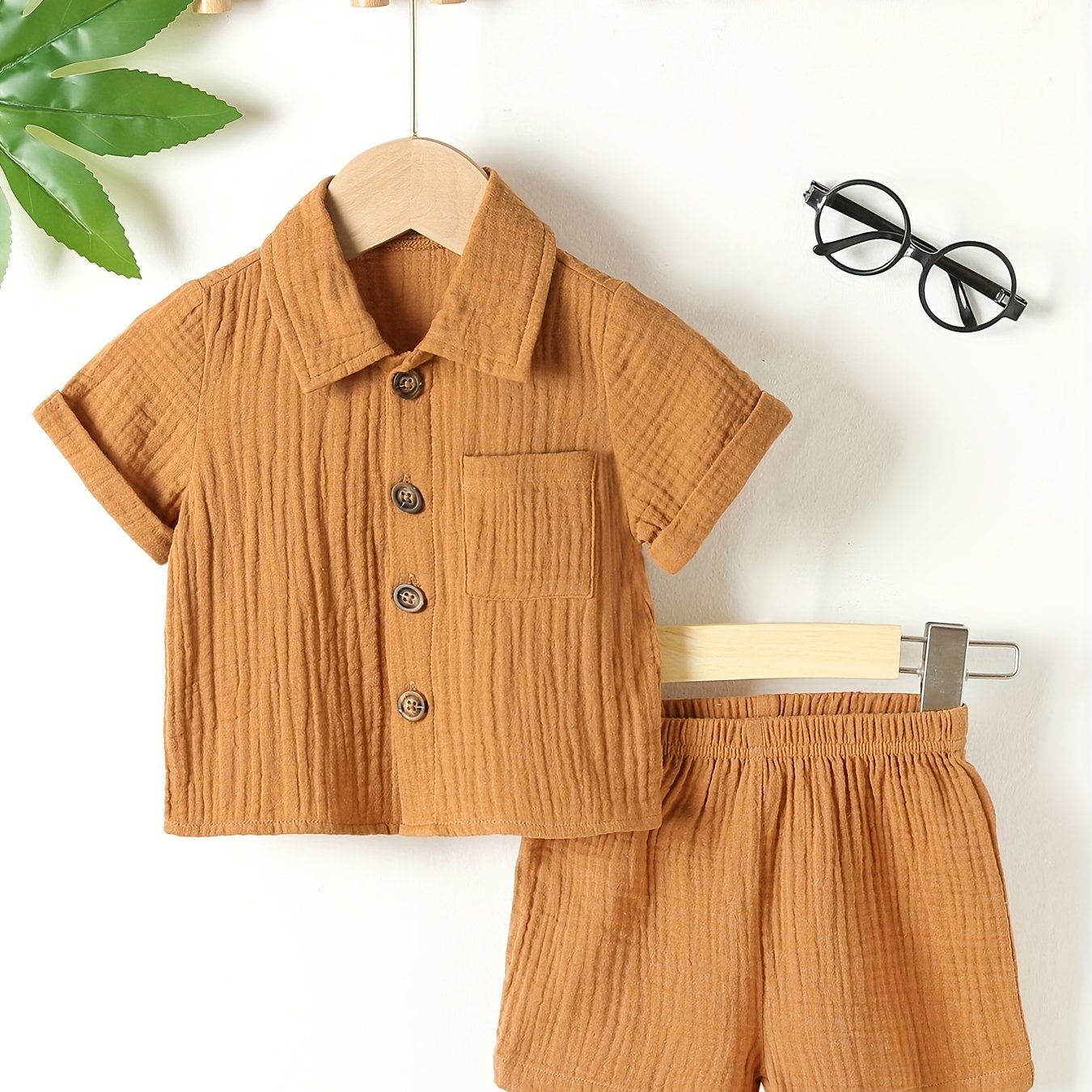 Baby Short Sleeve Cotton Muslin Outfit Comfy Summer Shorts Set