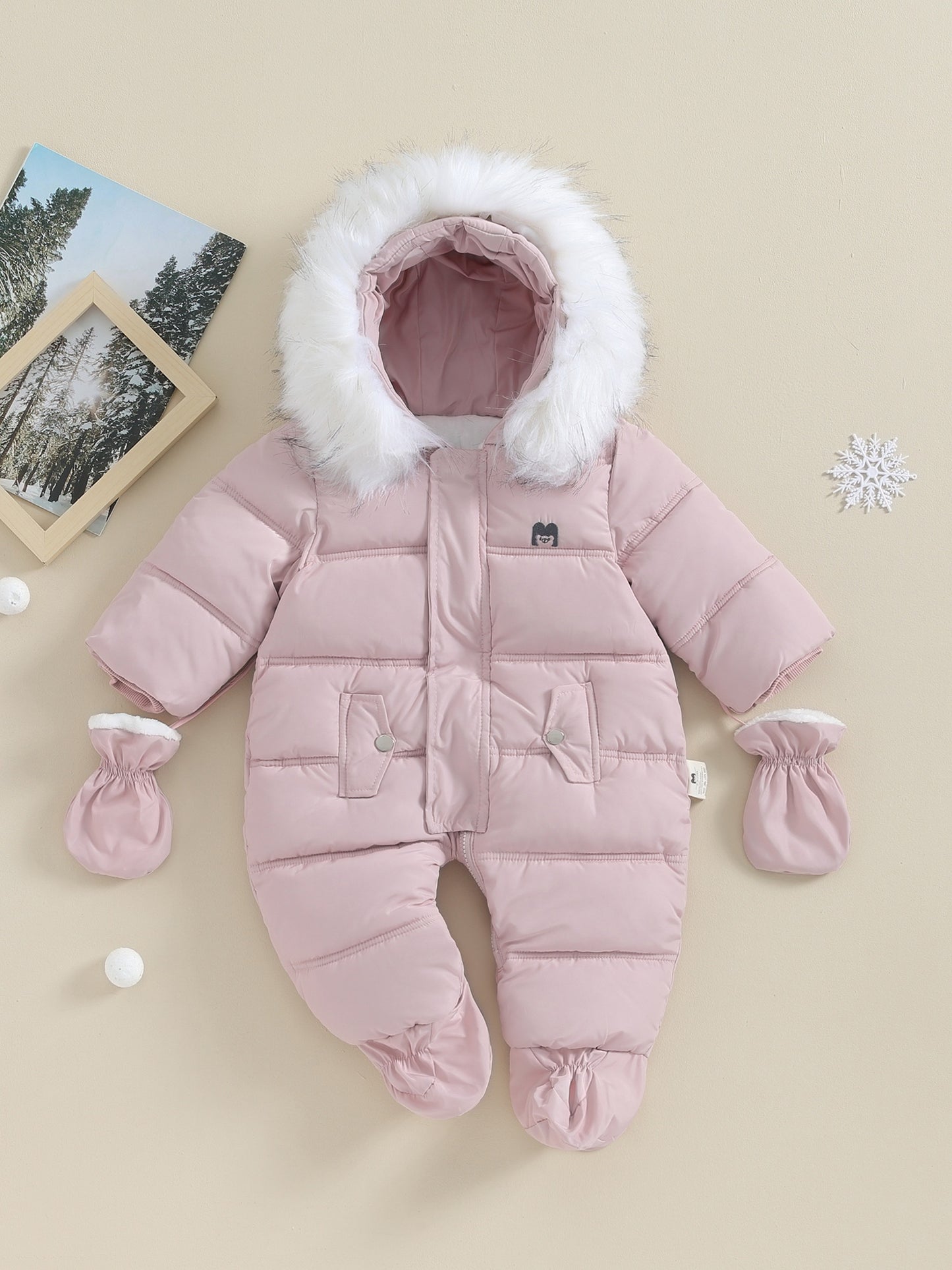 Baby Winter Snowsuit Hooded Puffer Romper Warm Footie Jacket