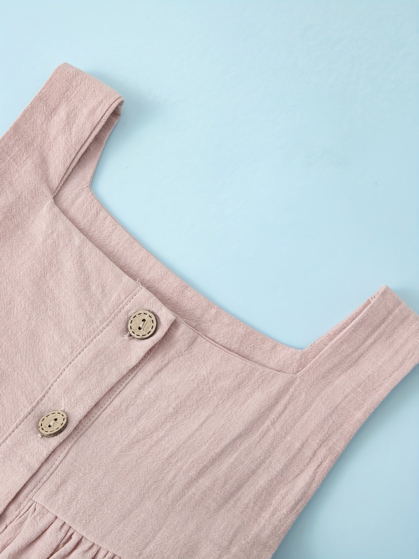 Baby Girl Cami Dress Button Accent Pleated Lightweight Summer Dress