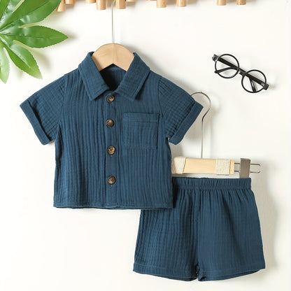 Baby Short Sleeve Cotton Muslin Outfit Comfy Summer Shorts Set