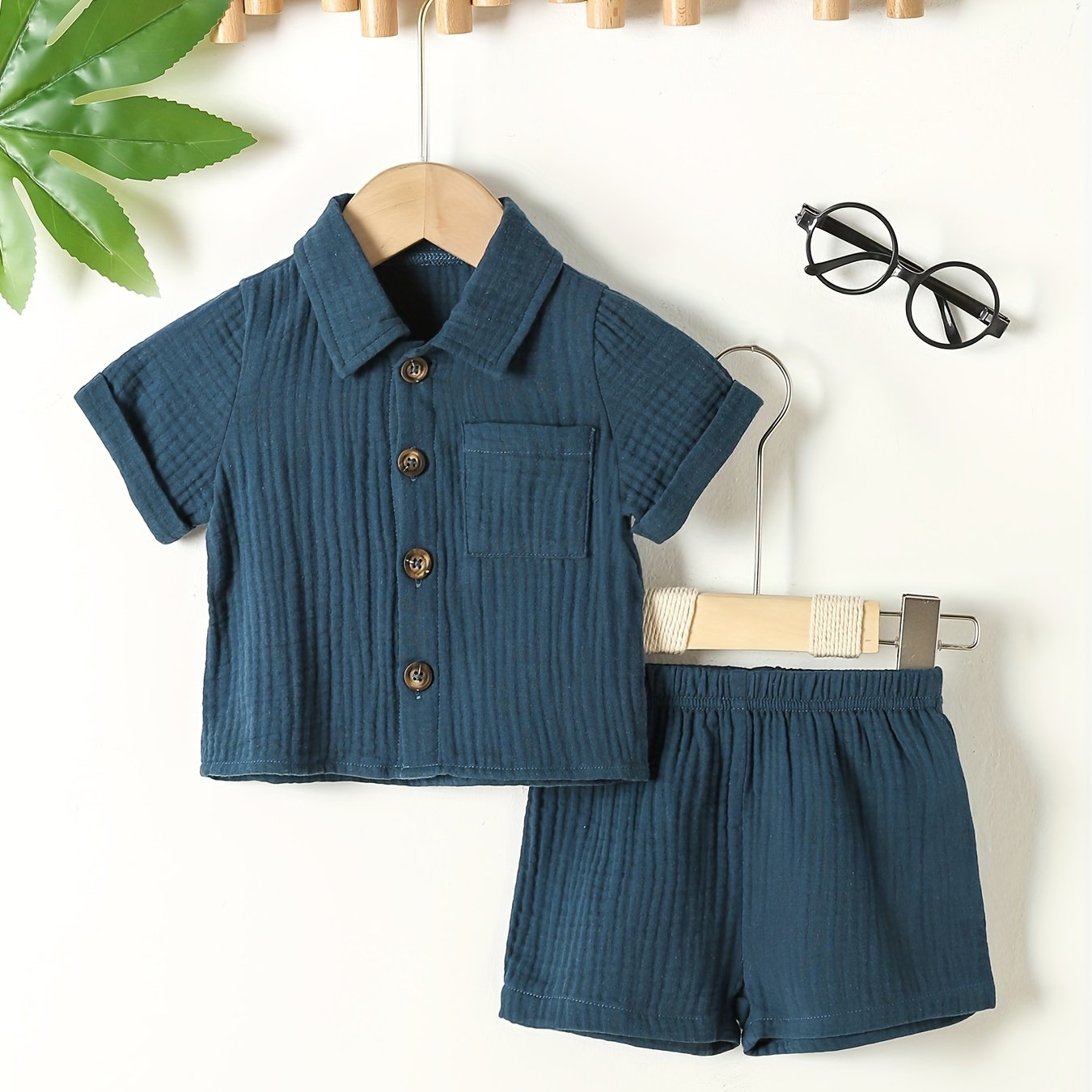 Baby Short Sleeve Cotton Muslin Outfit Comfy Summer Shorts Set