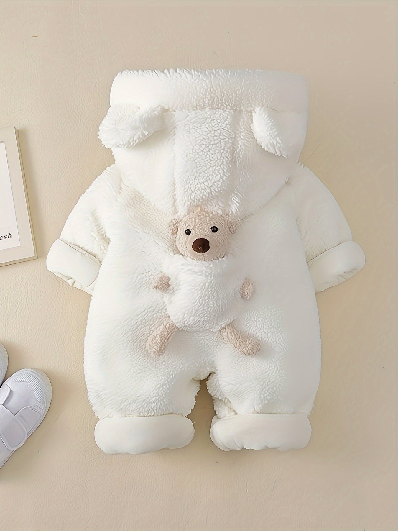 Baby Winter Hooded Jumpsuit Bear Decor Newborn Warm Clothes for Boys & Girls