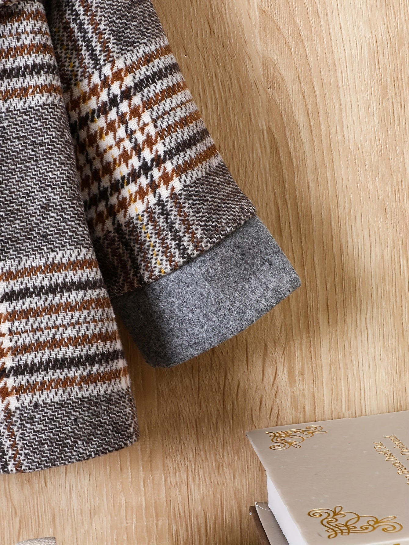 Baby Boy Plaid Tweed Coat with Hood Brown & Beige Check Fall/Winter Outerwear