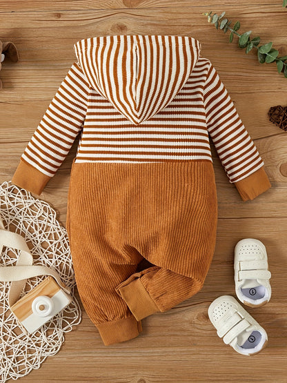Baby Ribbed Hoodie Romper Long Sleeve Soft Fall Winter Outfit