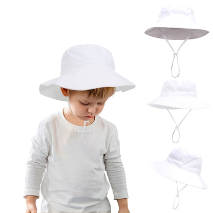 Baby Bucket Hat Solid Color Animal Dinosaur Octopus Print Wide Brim Sunscreen