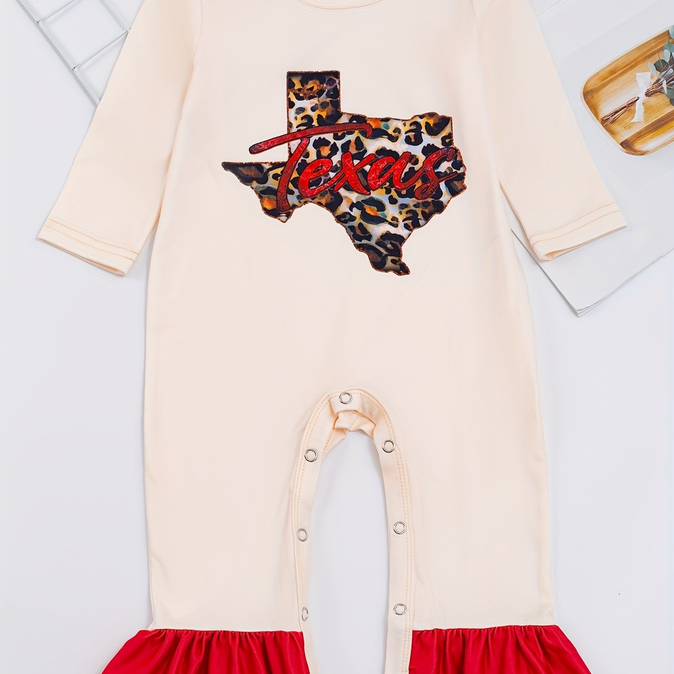 Autumn Western Cowboy Series Baby Girl's Cute Bodysuit With Leopard Cow Pattern Flower Letter...random Print