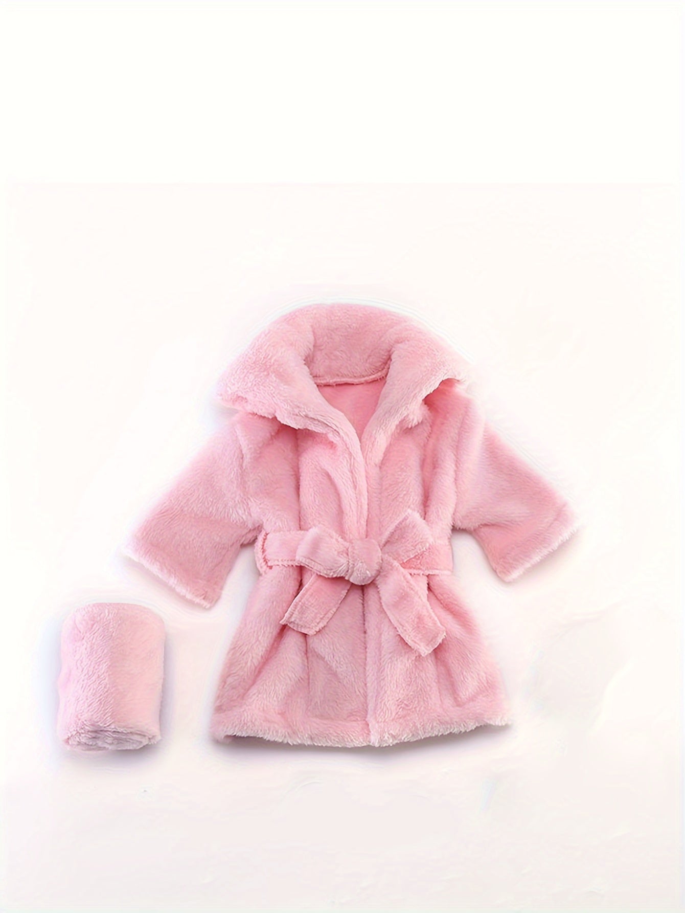 2 Pcs Newborn Baby Flannel Hooded Coat with Belt