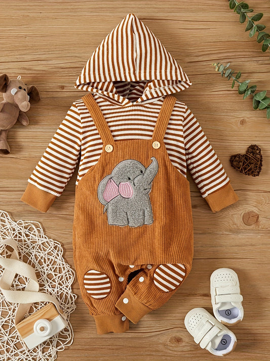 Baby Ribbed Hoodie Romper Long Sleeve Soft Fall Winter Outfit