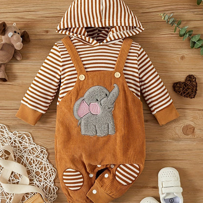 Baby Ribbed Hoodie Romper Long Sleeve Soft Fall Winter Outfit