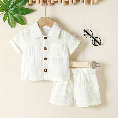 Baby Short Sleeve Cotton Muslin Outfit Comfy Summer Shorts Set