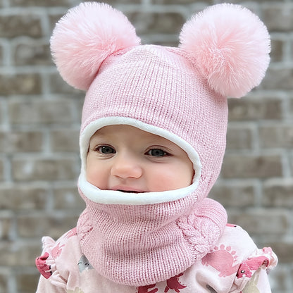 2 Pcs Baby Winter Beanie & Scarf Set Fleece Lined