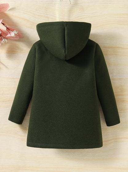 Baby Girl Hooded Coat Floral Print Button Design Autumn Winter