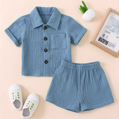 Baby Short Sleeve Cotton Muslin Outfit Comfy Summer Shorts Set