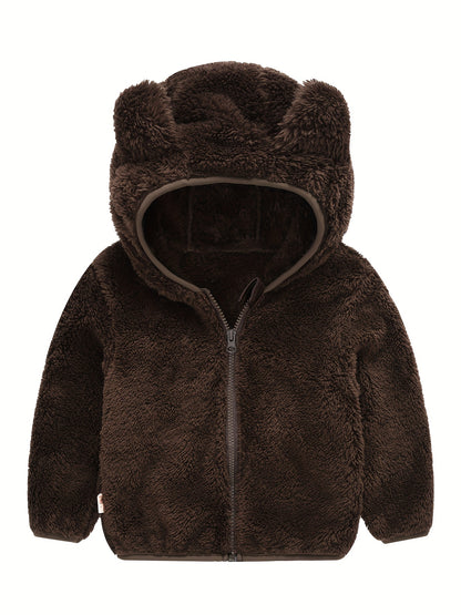Hooded Plush Coat for Baby Boys