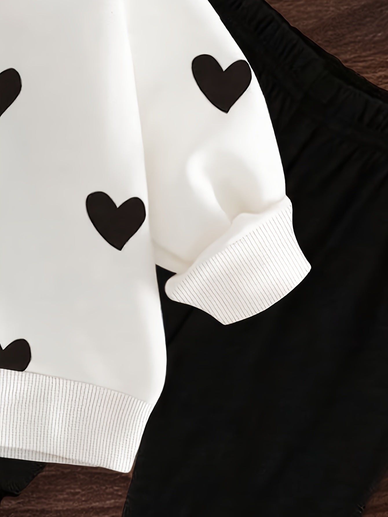 2-Pack Baby Girl Long Sleeve Trousers Set Heart Print Top & Elastic Waist Pants