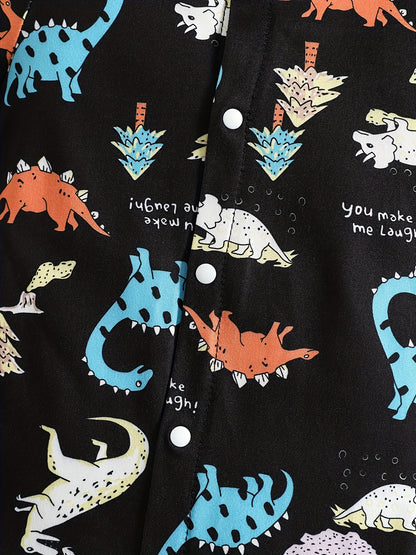 Baby Boys Short Sleeve Jumpsuit Dinosaur Cartoon Print Summer Romper