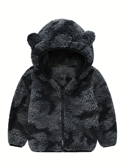 Hooded Plush Coat for Baby Boys