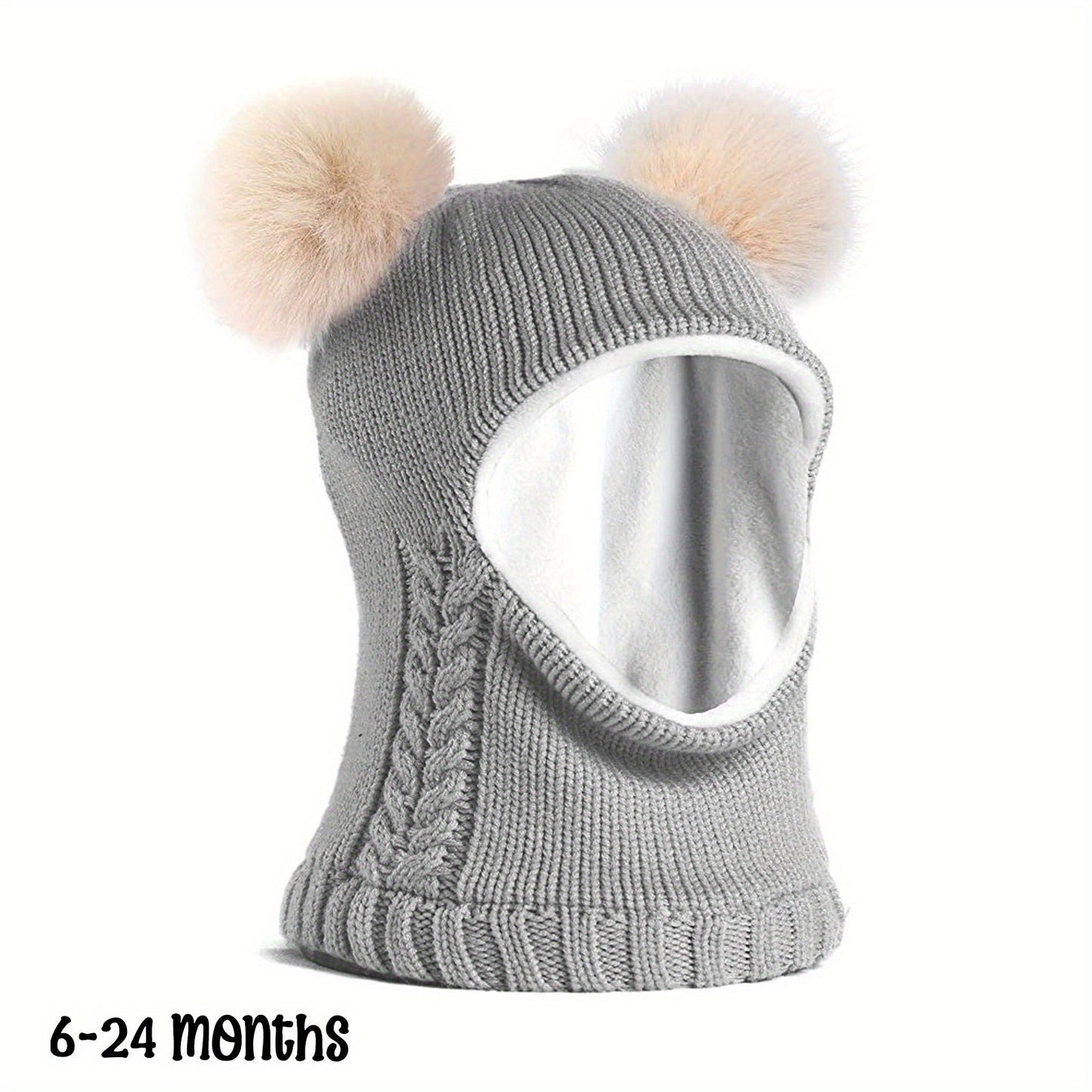2 Pcs Baby Winter Beanie & Scarf Set Fleece Lined