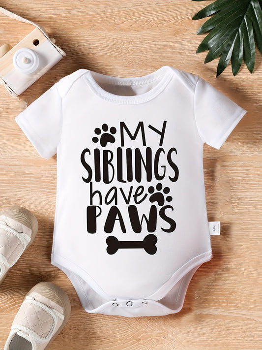 Infant Baby Boys "My Siblings Have Paws" Short Sleeve Onesie