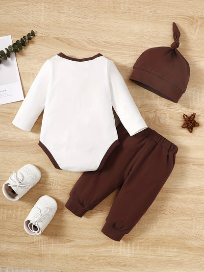 Baby Thanksgiving Turkey Outfit 3 Pcs Romper Pants & Hat Set