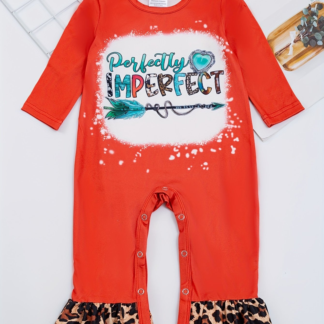 Autumn Western Cowboy Series Baby Girl's Cute Bodysuit With Leopard Cow Pattern Flower Letter...random Print
