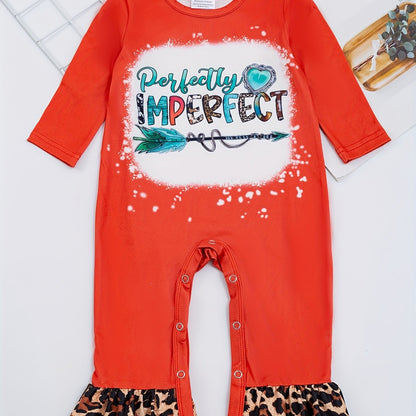 Autumn Western Cowboy Series Baby Girl's Cute Bodysuit With Leopard Cow Pattern Flower Letter...random Print