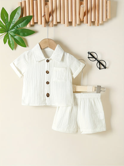 Baby Short Sleeve Cotton Muslin Outfit Comfy Summer Shorts Set