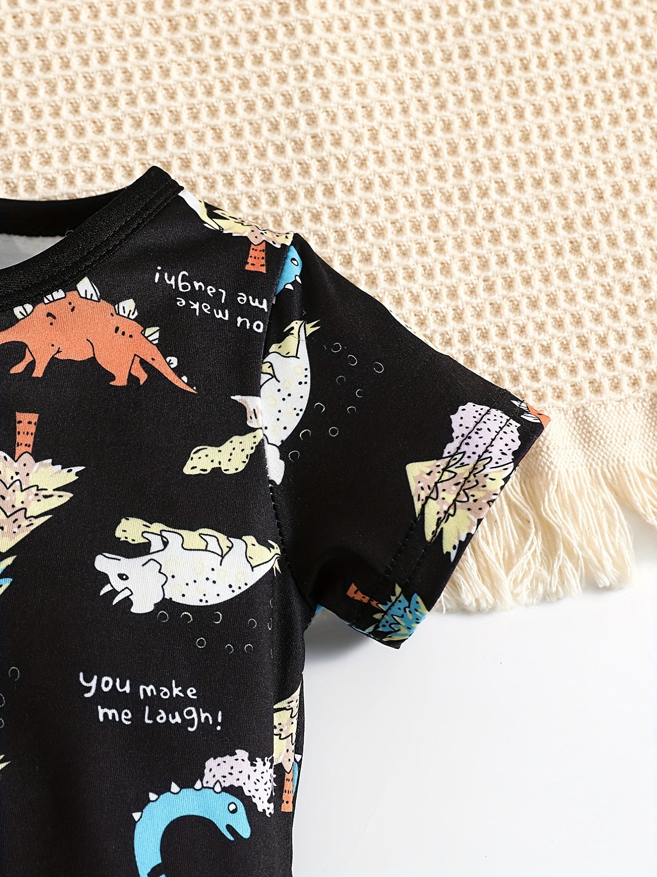 Baby Boys Short Sleeve Jumpsuit Dinosaur Cartoon Print Summer Romper