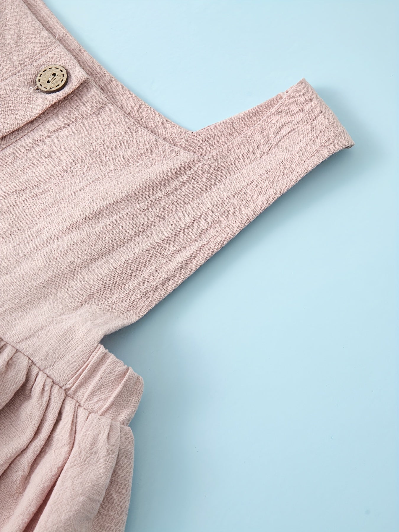Baby Girl Cami Dress Button Accent Pleated Lightweight Summer Dress