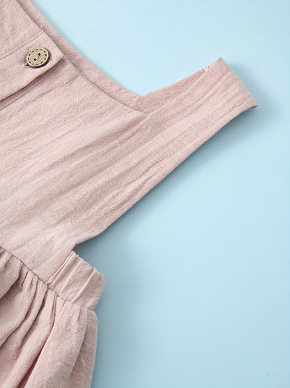 Baby Girl Cami Dress Button Accent Pleated Lightweight Summer Dress