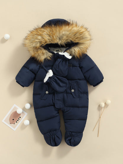Baby Winter Snowsuit Hooded Puffer Romper Warm Footie Jacket