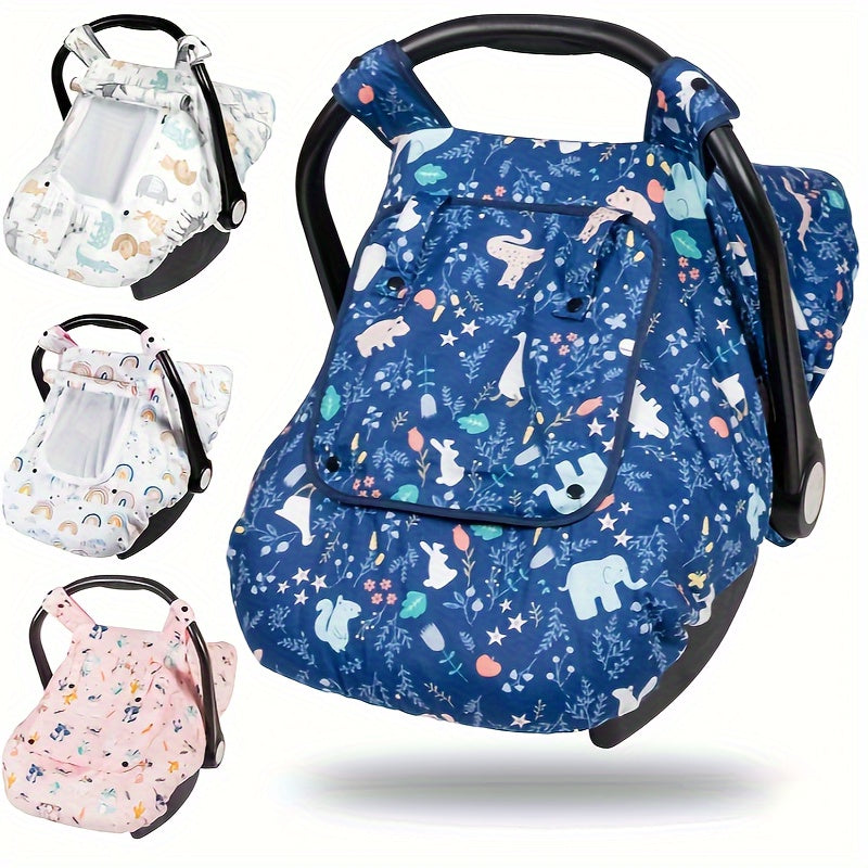 3-in-1 Minky Baby Car Seat Cover Winter with Storage Bag