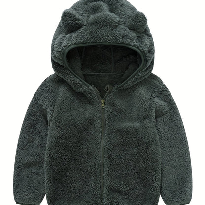 Hooded Plush Coat for Baby Boys
