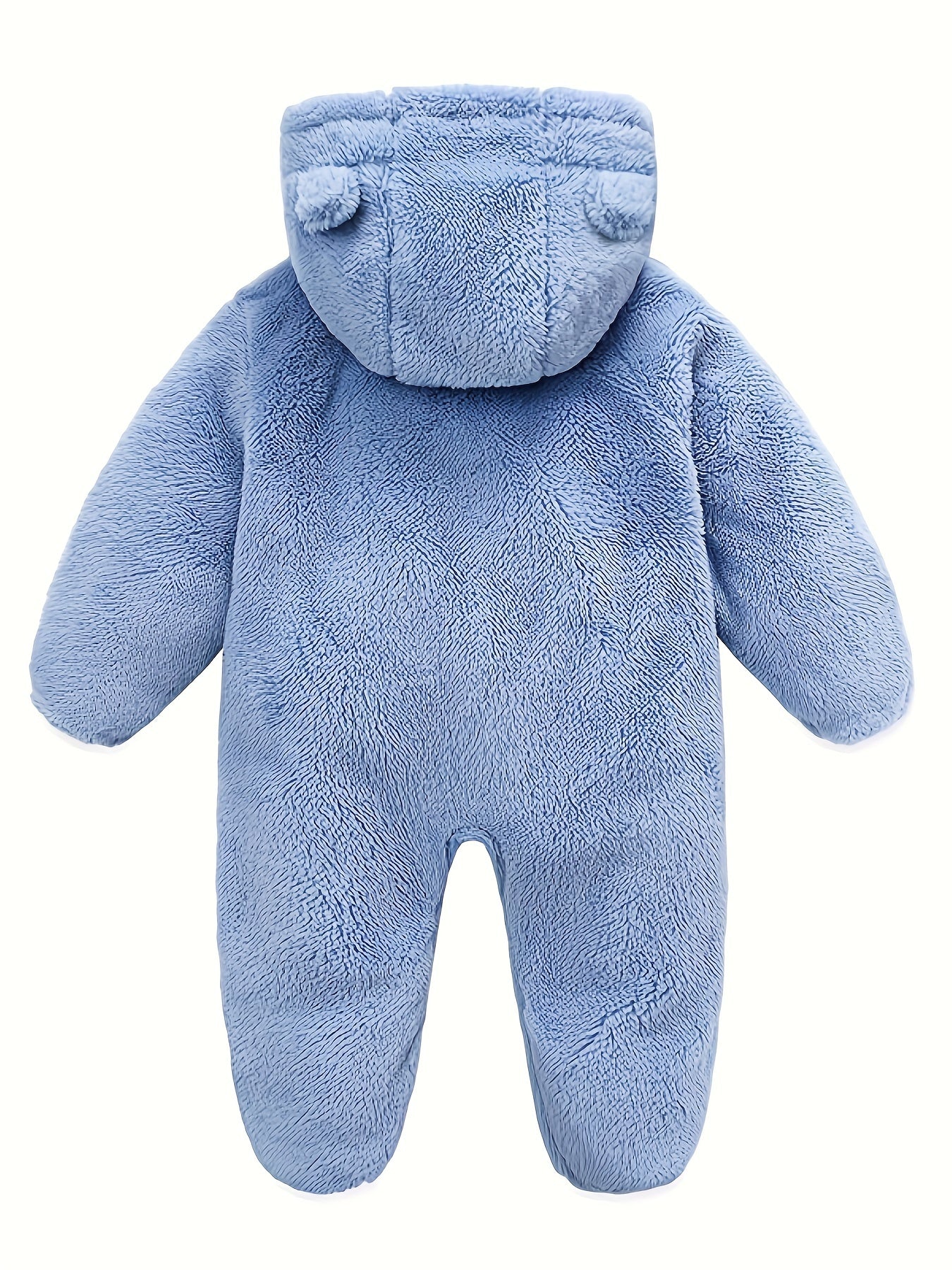 Baby Jumpsuit Navy Blue Polar Fleece with Bear Ears Hood Winter Romper