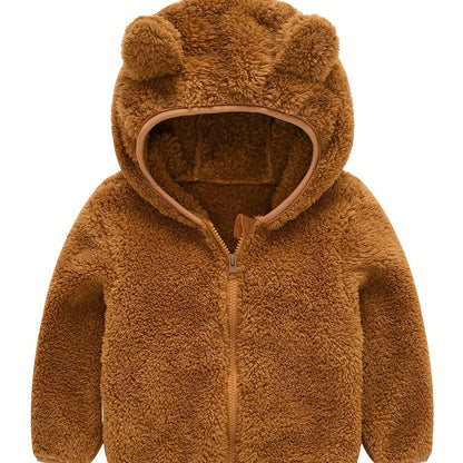 Hooded Plush Coat for Baby Boys