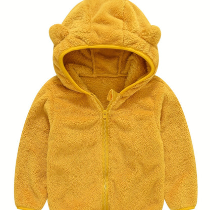 Hooded Plush Coat for Baby Boys