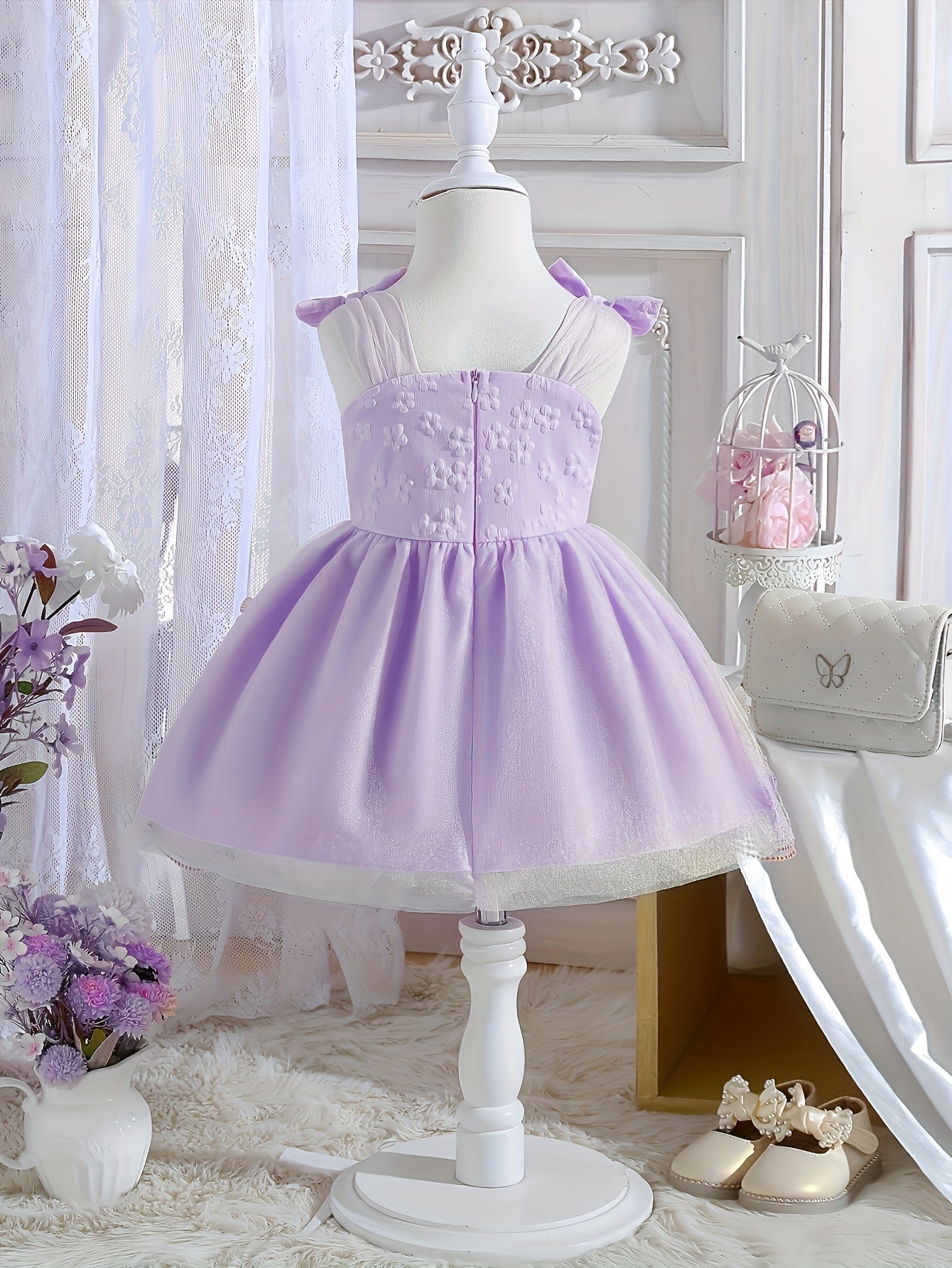Baby Girl Summer Dress Embroidered 3D Butterfly Mesh Suspender Bow Princess Skirt