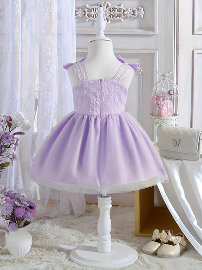 Baby Girl Summer Dress Embroidered 3D Butterfly Mesh Suspender Bow Princess Skirt