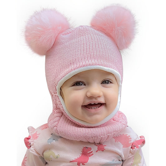 2 Pcs Baby Winter Beanie & Scarf Set Fleece Lined