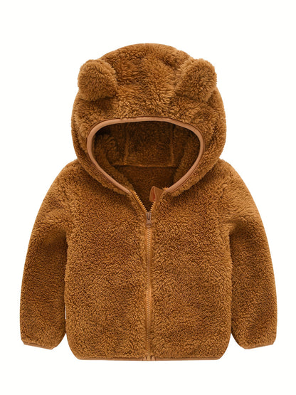 Hooded Plush Coat for Baby Boys