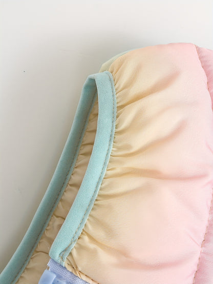 Baby Girls Rainbow Hooded Jacket Cotton-Padded Warm Winter Coat