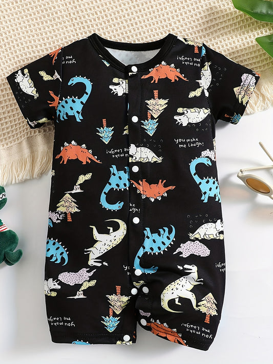 Baby Boys Short Sleeve Jumpsuit Dinosaur Cartoon Print Summer Romper