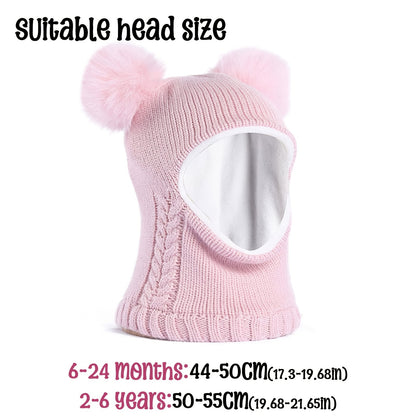 2 Pcs Baby Winter Beanie & Scarf Set Fleece Lined