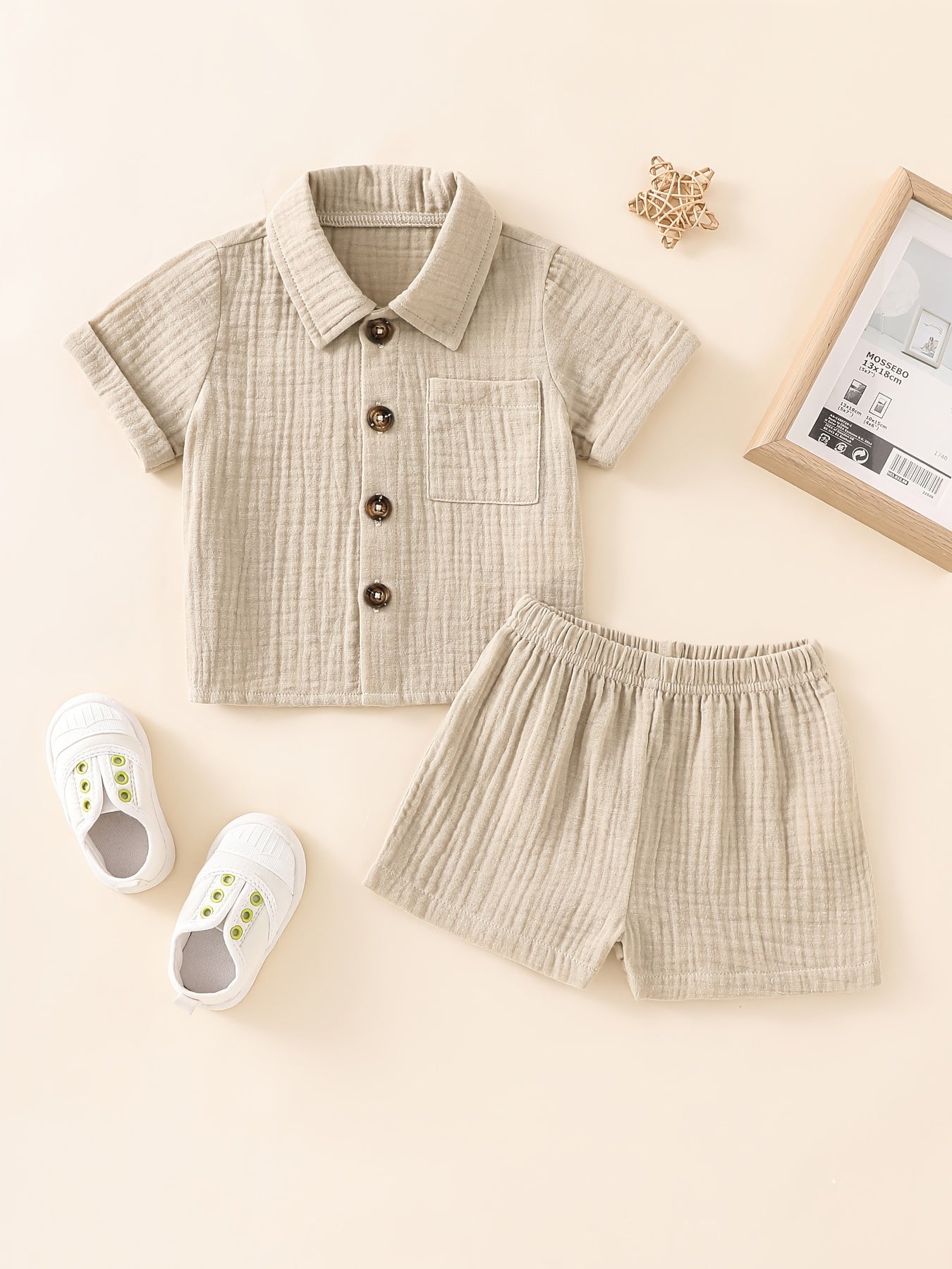 Baby Short Sleeve Cotton Muslin Outfit Comfy Summer Shorts Set