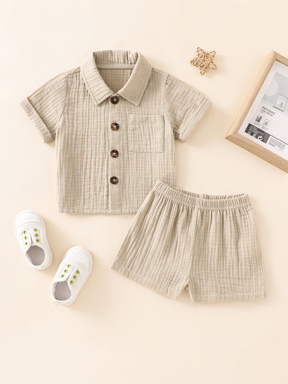 Baby Short Sleeve Cotton Muslin Outfit Comfy Summer Shorts Set