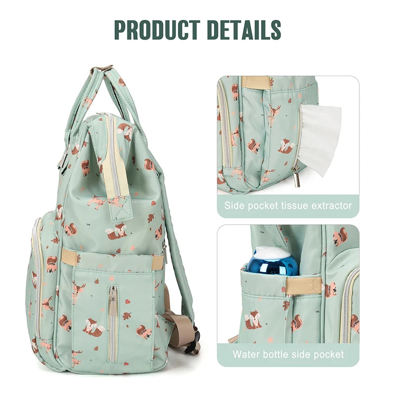 Large Capacity Waterproof Diaper Backpack – Multi-Function Travel & Nursing Bag