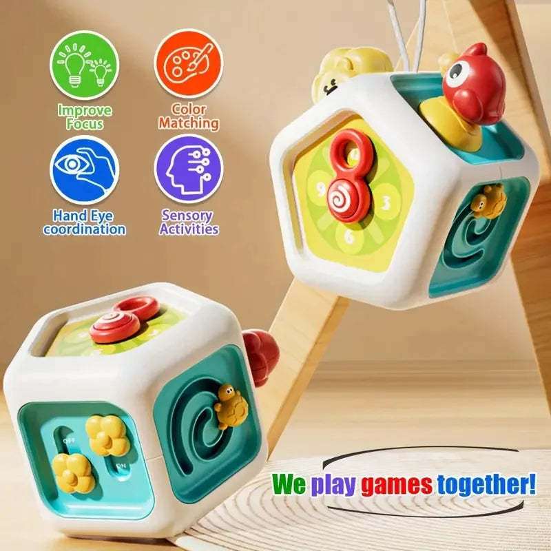 Baby Busy Board Cube Montessori Sensory Activity Toy Fine Motor Skills