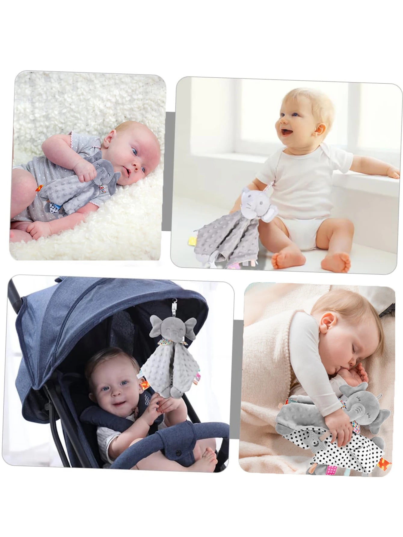 Elephant Baby Comforter Blanket Soft Soothe Rattle Toy for Toddlers